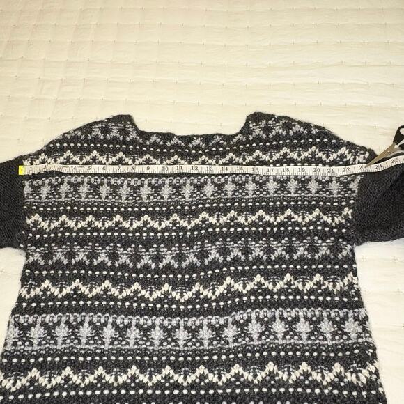 LOFT Fair Isle Boat Neck Sweater Women's M Gray - Picture 9 of 11